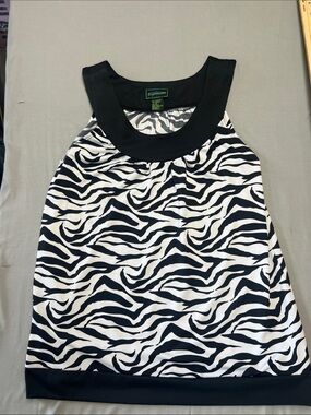 Southern Expressions Black Trim Zebra-Print Tank Top